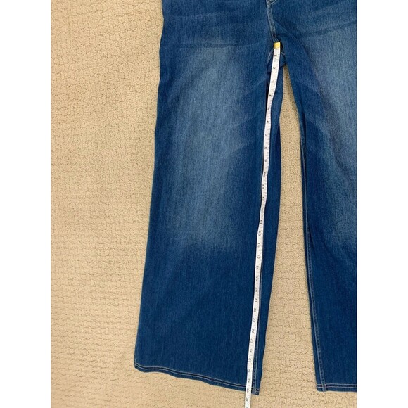 Halara Flex Blue Baggy Wide Leg Pull On High Waist Stretch Jeans Sz M - Picture 9 of 13